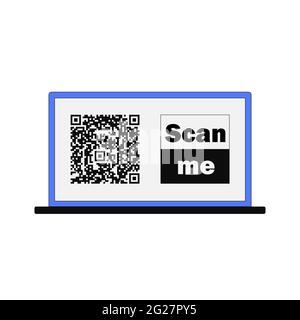 Scan Me-Symbol mit Laptop. Symbol oder Emblem Stock Vektor
