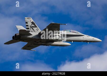 Ein US Navy F/A-18D Hornet. Stockfoto