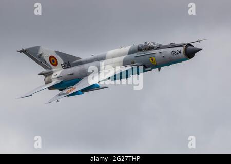 Eine rumänische Air Force MiG-21 LanceR. Stockfoto