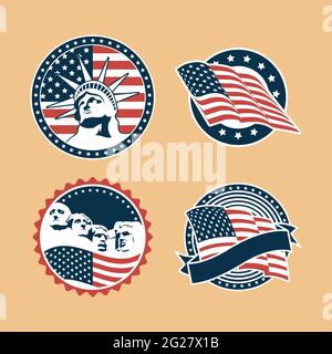USA Unabhängigkeit Set Abzeichen Stock Vektor
