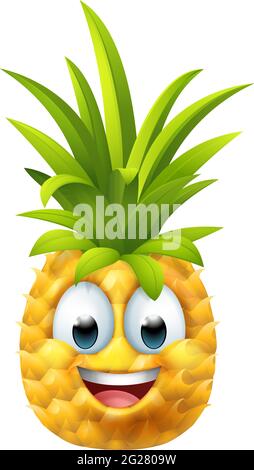 Ananas Obst Cartoon Emoticon Emoji Maskottchen Stock Vektor