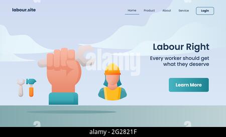 Labor Right Kampagne für Web-Website Startseite Landing Page Banner Vorlage mit Farbe Cartoon flachen Stil Vektor-Design Illustration Stockfoto