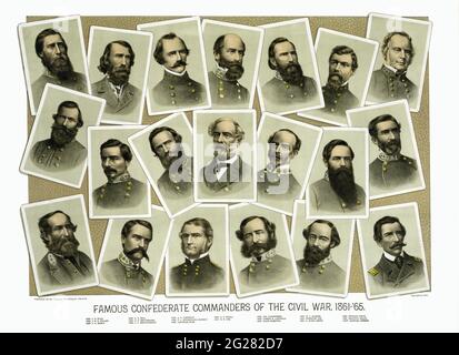 Berühmte Kommandeure der Konföderierten des Bürgerkrieges, 1861-1865. Stockfoto