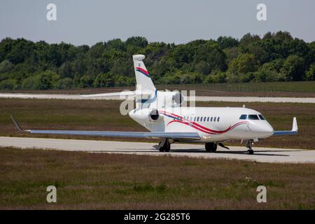 Falcon 7X Business Jet, der von der belgischen Luftwaffe eingesetzt wird. Stockfoto