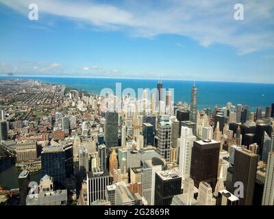 Blick auf die Stadt Chicago vom Hancock Center Stockfoto