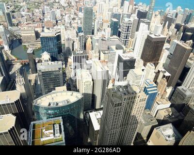 Blick auf die Stadt Chicago vom Hancock Center Stockfoto