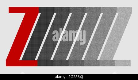 Grafik mit dem wiederholten Großbuchstaben Z als Monogramm Stockfoto