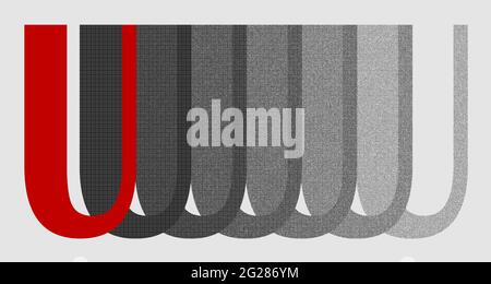 Grafik mit dem wiederholten Großbuchstaben U als Monogramm Stockfoto