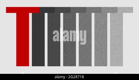 Grafik mit dem wiederholten Großbuchstaben T als Monogramm Stockfoto