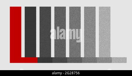 Grafik mit dem wiederholten Großbuchstaben L als Monogramm Stockfoto
