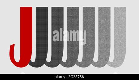 Grafik mit dem wiederholten Großbuchstaben J als Monogramm Stockfoto