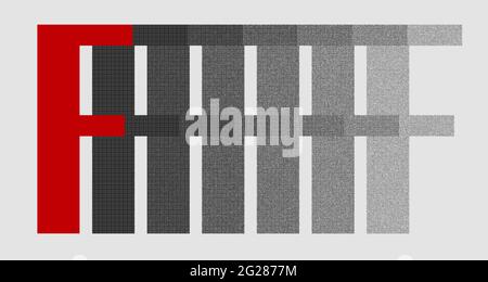 Grafik mit dem wiederholten Großbuchstaben F als Monogramm Stockfoto