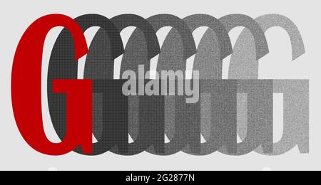 Grafik mit dem wiederholten Großbuchstaben G als Monogramm Stockfoto