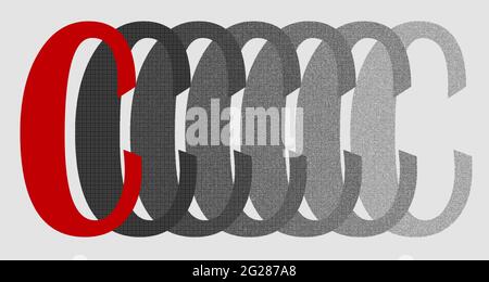 Grafik mit dem wiederholten Großbuchstaben C als Monogramm Stockfoto