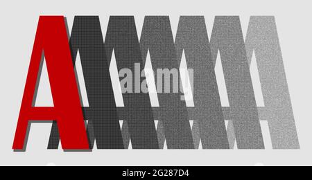 Grafik mit dem wiederholten Großbuchstaben A als Monogramm Stockfoto