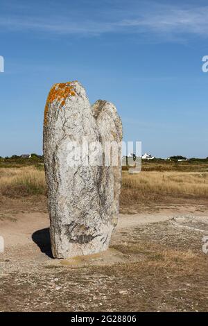 Menhir Beg Er Goalennec, Quiberon, Departement Morbihan in der Bretagne, Frankreich Stockfoto