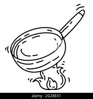 Wandern Abenteuer Pfanne, Reise, Reise, Camping. Handgezeichnete Icon-Design, Umriss schwarz, Doodle Symbol Vektor-Symbol Stock Vektor