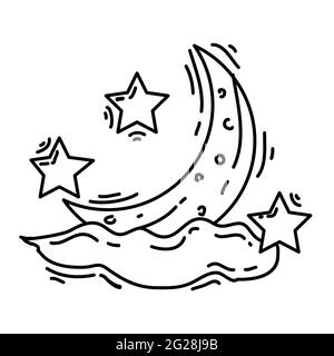 Wandern Abenteuer Nacht, Reise, Reise, Camping. Handgezeichnete Icon-Design, Umriss schwarz, Doodle Icon Vektor Stock Vektor