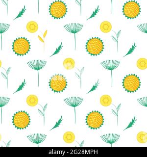 Modernes Nahtloses Muster mit Blättern, Blumen und floralen Elementen. Gut zum Drucken. Vektorgrafik. Stock Vektor