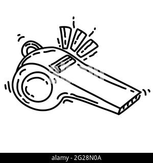 Wandern Abenteuer Pfeife, Reise, Reise, Camping. Handgezeichnete Icon-Design, Umriss schwarz, Doodle-Symbol, Vektor-Symbol Stock Vektor