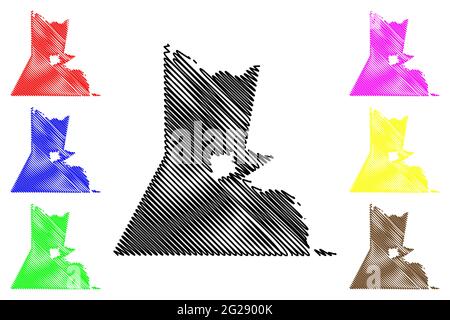 Greensville County, Commonwealth of Virginia (US County, Vereinigte Staaten von Amerika, USA, USA, US) Kartenvektordarstellung, Scribble Skizze Greensvil Stock Vektor