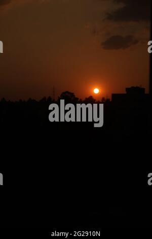 Ruhiger und schöner Sonnenuntergang in Mysuru, Indien Stockfoto