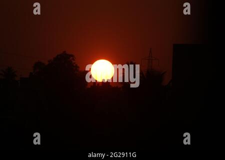 Ruhiger und schöner Sonnenuntergang in Mysuru, Indien Stockfoto