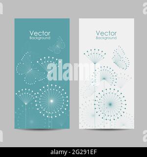 Set von Spruchbändern mit Schmetterlingen und Blumen Stock Vektor