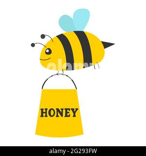 Cute Cartoon Biene im Cartoon-Stil auf weißem Hintergrund. Vektorgrafik. Stock Vektor