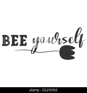 Cartoon Biene selbst Zitat für Konzept-Design. Vektorhintergrund. Stock Vektor