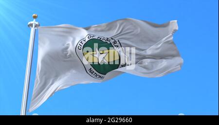 Flagge von Honiara, Hauptstadt der Salomonen. 3d-Rendering Stockfoto