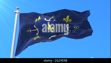 Flagge von Port Louis, Hauptstadt von Mauritius. 3d-Rendering Stockfoto