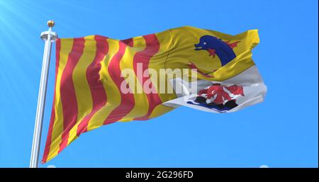 Flagge der Region Provence Alpes Cote d'Azur, Frankreich. 3d-Rendering Stockfoto