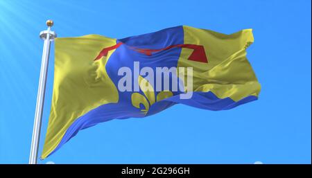 Flagge des Départements Bouches-du-Rhone, Frankreich. 3d-Rendering Stockfoto