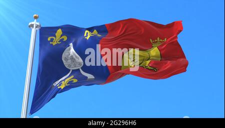 Flagge von Charente-Maritime in Nouvelle-Aquitaine, Frankreich. 3d-Rendering Stockfoto