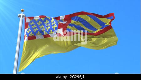 Flagge von Cote-d'Or in der Region Bourgogne-Franche-Comte, Frankreich. 3d-Rendering Stockfoto