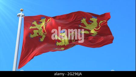 Flagge der Dordogne in der Region Nouvelle-Aquitaine, Frankreich. 3d-Rendering Stockfoto