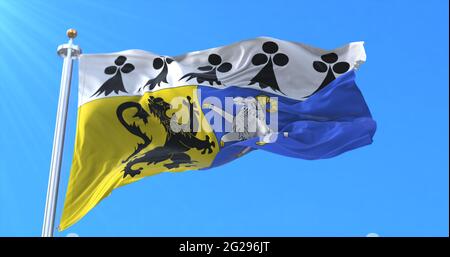 Flagge des Departements Finistere in der Region Bretagne, Frankreich. 3d-Rendering Stockfoto