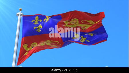 Flagge des Départements Landes in Nouvelle-Aquitaine, Frankreich. 3d-Rendering Stockfoto