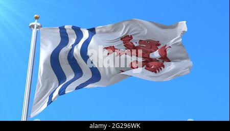 Flagge der Region Nouvelle-Aquitaine, Frankreich. 3d-Rendering Stockfoto