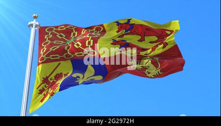Flagge der Pyrenäen-Atlantiques, Frankreich. 3d-Rendering Stockfoto