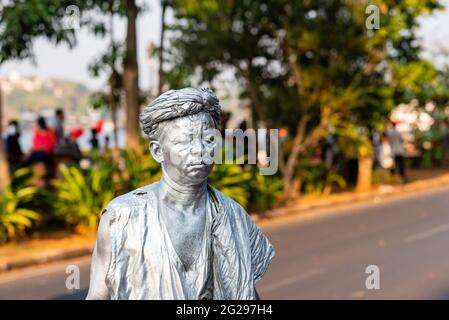 MARGAO, INDIEN - 13. Februar 2021: Panaji Goa India, 13 2021. Februar Festwagen und Figuren, die während der Karnevalsfeiern in Goa Indien ausgestellt werden Stockfoto