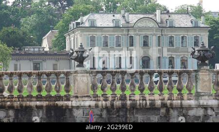 Gipfel von Biden Putin 16. Juni 2021 Treffpunkt : Gebäude (Villa La Grange) in einem öffentlichen Park (Parc La Grange Eaux-Vives) in Genf Schweiz Stockfoto