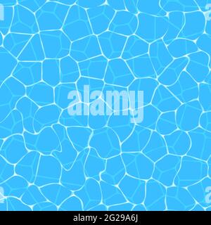 Sommer Meer Hintergrund. Hellblaue Wasseroberfläche, Ansicht von oben. Banner mit azurblauen Meereswellen. Marine Textur mit Highlights. Element des Sommerurlaubs, recrea Stock Vektor