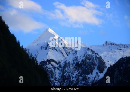 Blick auf das Kitzsteinhorn bei Kaprun, Österreich Stockfoto