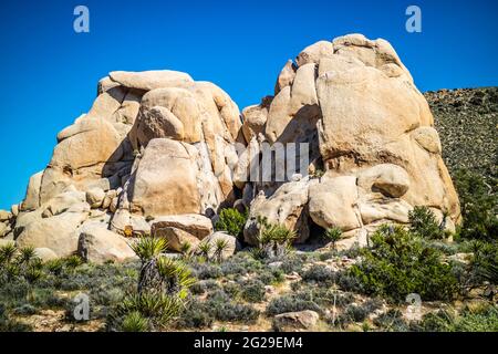 Balancing wüste Felsen in Joshua National Park, Kalifornien Stockfoto