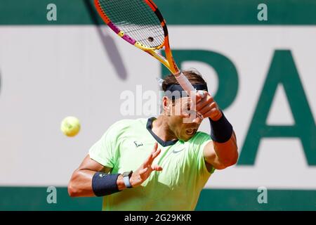 Paris, Frankreich. Juni 2021. Rafael Nadal aus Spanien beim French Open Grand Slam Tennisturnier 2021 in Roland Garros, Paris, Frankreich. Frank Molter/Alamy Live Nachrichten Stockfoto