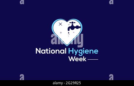 Sensibilisierungskonzept der National Hygiene Week, das jedes Jahr im Juli beobachtet wird. Vorlage für Hygienewoche für Hintergrund, Banner, Poster, Kampagne zur Sensibilisierung für Karten. Stock Vektor