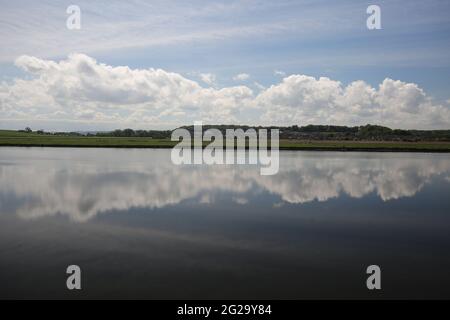 Golden Jubilee National Hospital, Agamemnon St, Clydebank G81 4DY Schottland, Großbritannien. Blick vom Krankenhaus über den Fluss Clyde Stockfoto