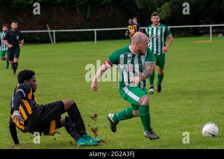 Tytherington, England 29. August 2020. Vor der Saison freundlich zwischen Tytherington Rocks und Almondsbury. Stockfoto